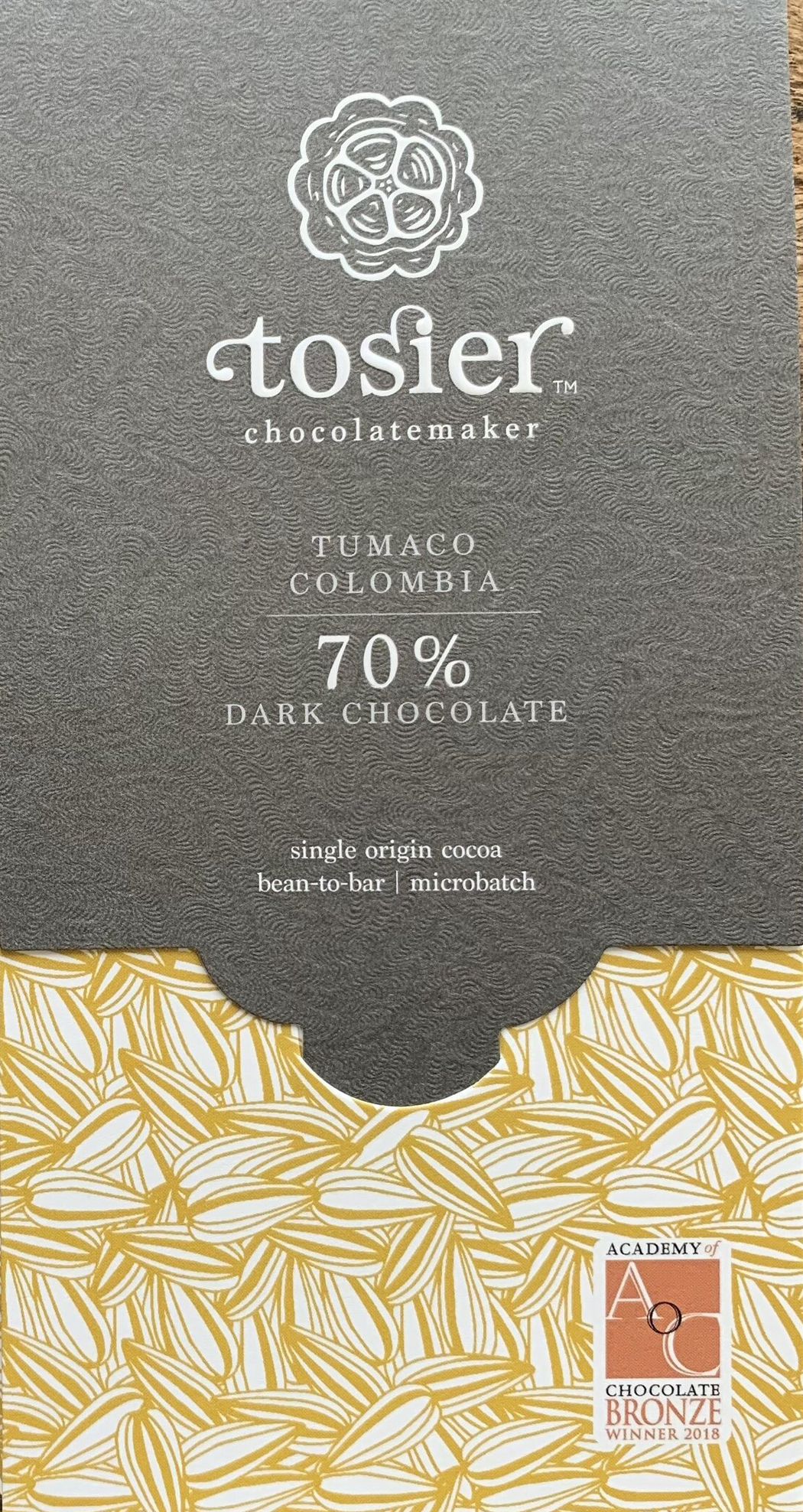 TOSIER | Dunkle Schokolade »Tumaco Columbia« 70% | 60g MHD 31.08.2022