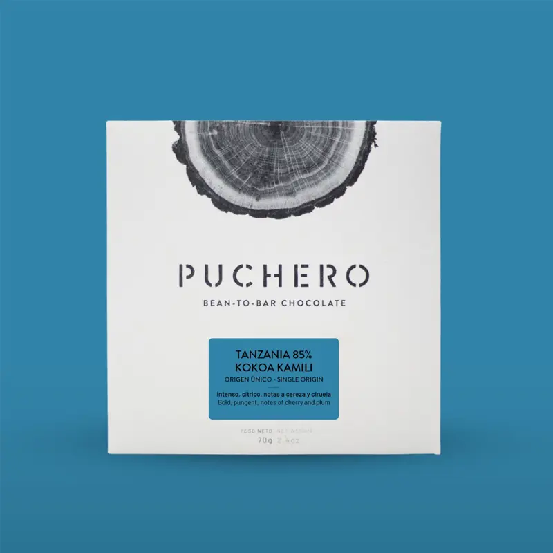 PUCHERO | Dunkle Schokolade »Tanzania Kokoa Kamili« 85% | 70g Ecuador Finca Garyth Schokolade von Puchero Chocolate Spanien