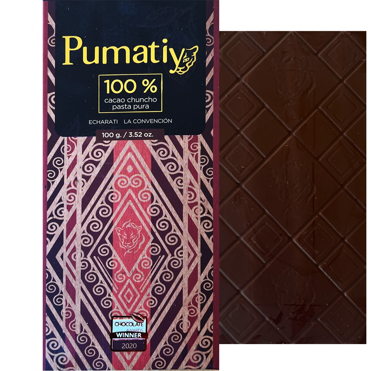 PUMATIY zeremonieller Kakao 100% Kakaomasse aus Peru Cusco Chuncho, rohe Bean-to-Bar Schokolade 100g, Premium Kakao aus Peru online kaufen Deutschland