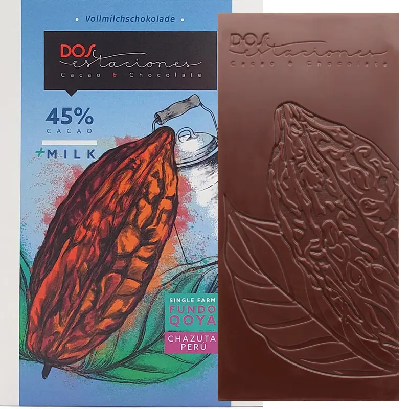 DOS ESTACIONES | Milchchokolade »Fundo Qoya Chazuta Peru« 45% | BIO | 54g Milchschokolade von Dos Estaciones