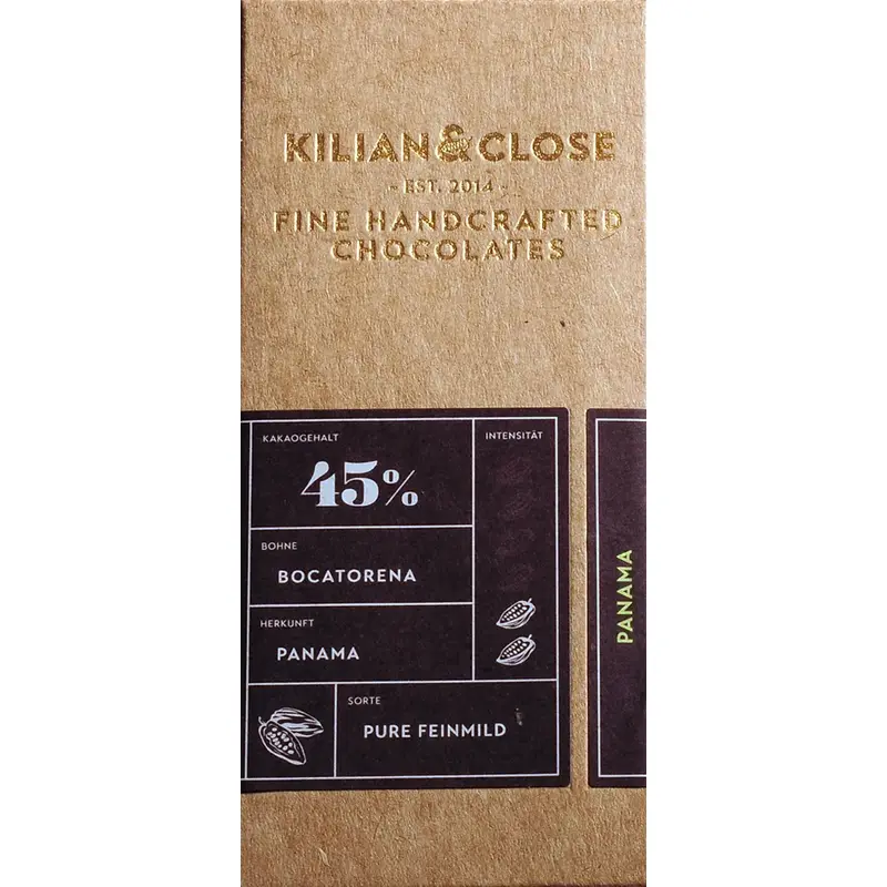 KILIAN & CLOSE | Vegane Schokolade »Pure Feinmild Panama« 45% | BIO Panama Schokolade vegan von Kilian Close Waren Müritz