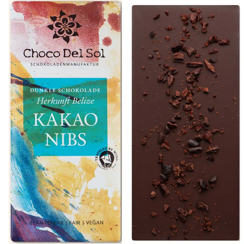 CHOCO DEL SOL | Dunkle Schokolade & Nibs »Kakaonibs« 75% | BIO | 58g CHOCO DEL SOL | Dunkle Schokolade & Nibs »Kakaonibs« 75% | BIO | 58g