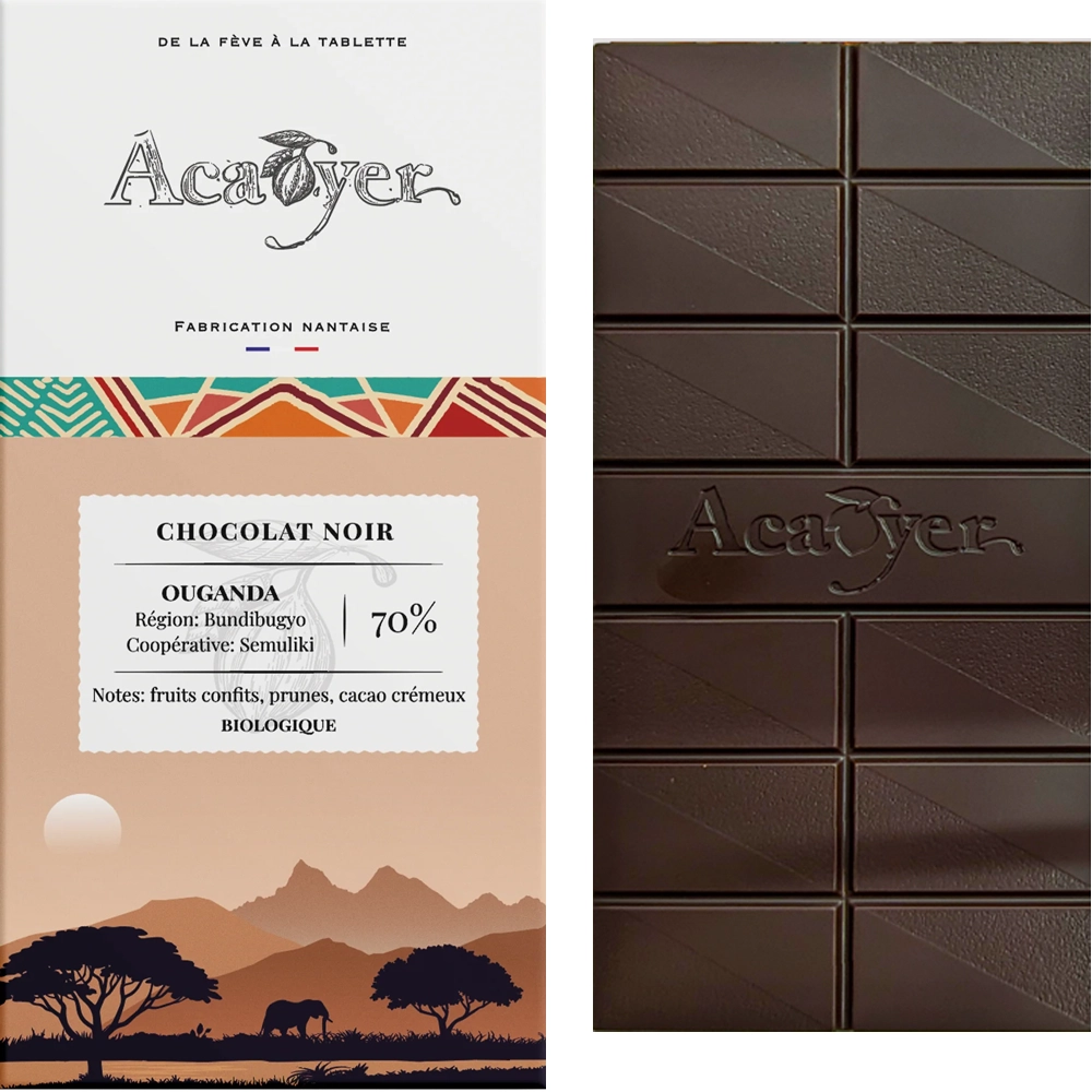 ACAOYER Bundibugyo 70% – dunkle Schokolade aus Uganda Semuliki Forest, Single-Origin