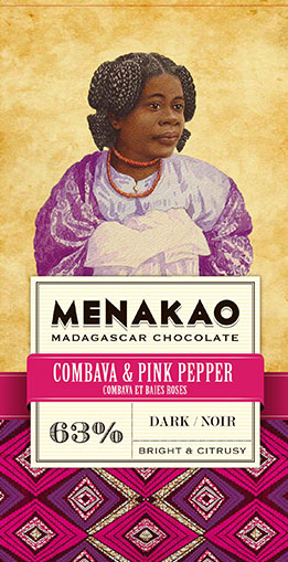 MENAKAO |  Dunkle Schokolade »Combava & rosa Pfeffer« 63%