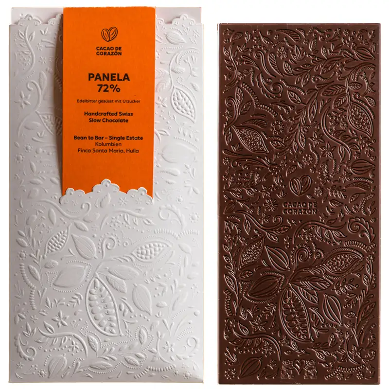 Panela 72% Schweizer Single Origine Schokolade von Cacao de Corazón