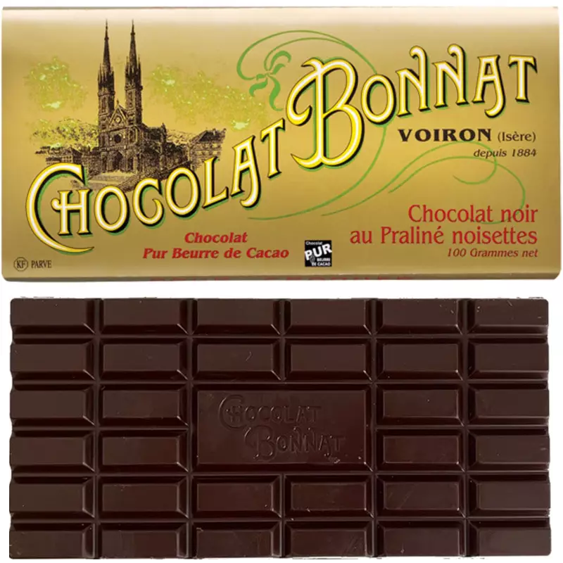 Dunkle Schokolade mit Praliné von Bonnat