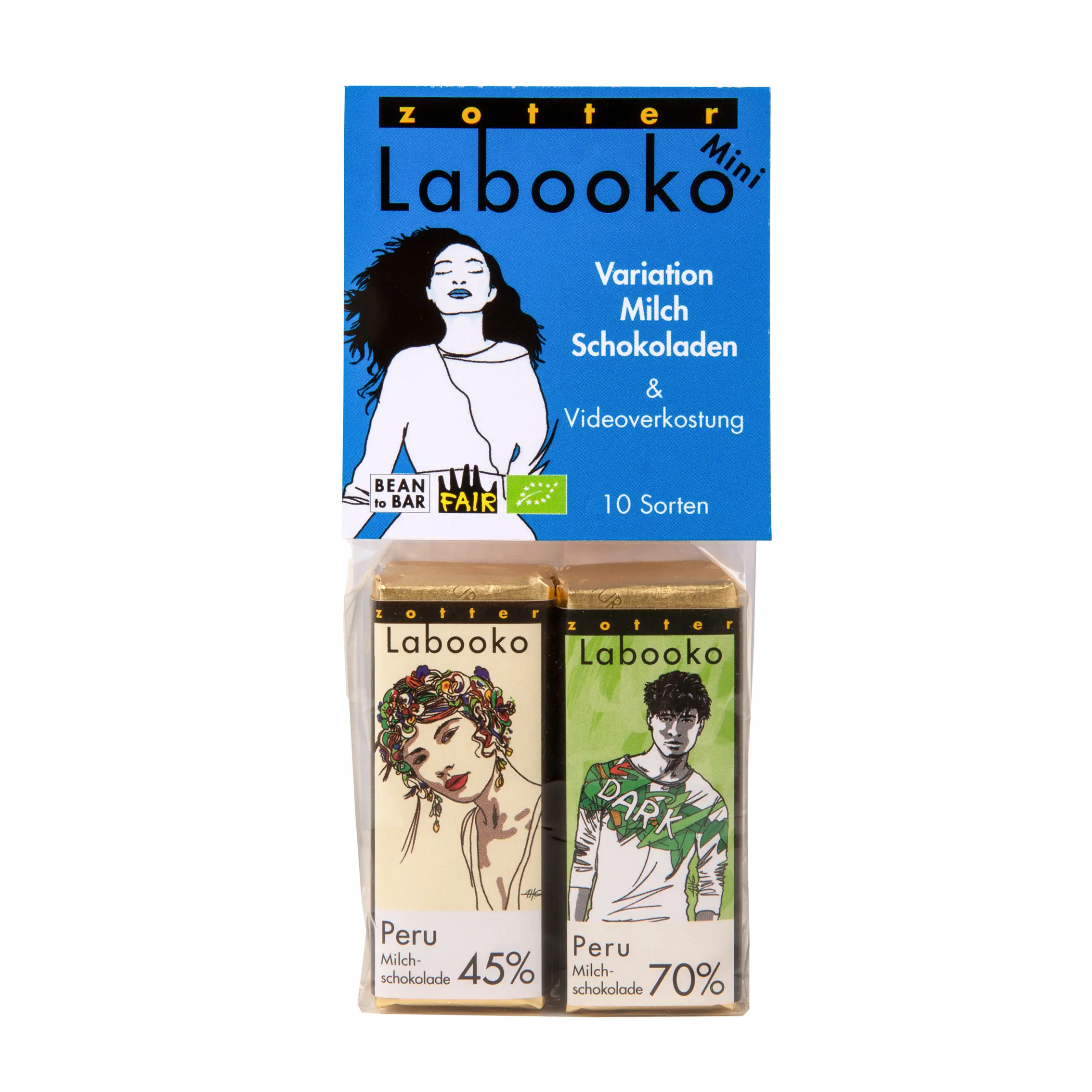 ZOTTER | »Labooko« Variation Mini-Milchschokoladen  | BIO | 80g Labooko Milchschokoladen von Zotter
