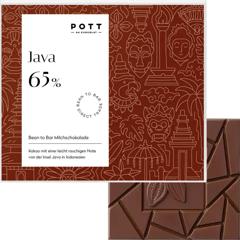 POTT au Chocolat | Milchschokolade »Java – Indonesien« 65% | 80g Java Indonesien Schokolade von Pott