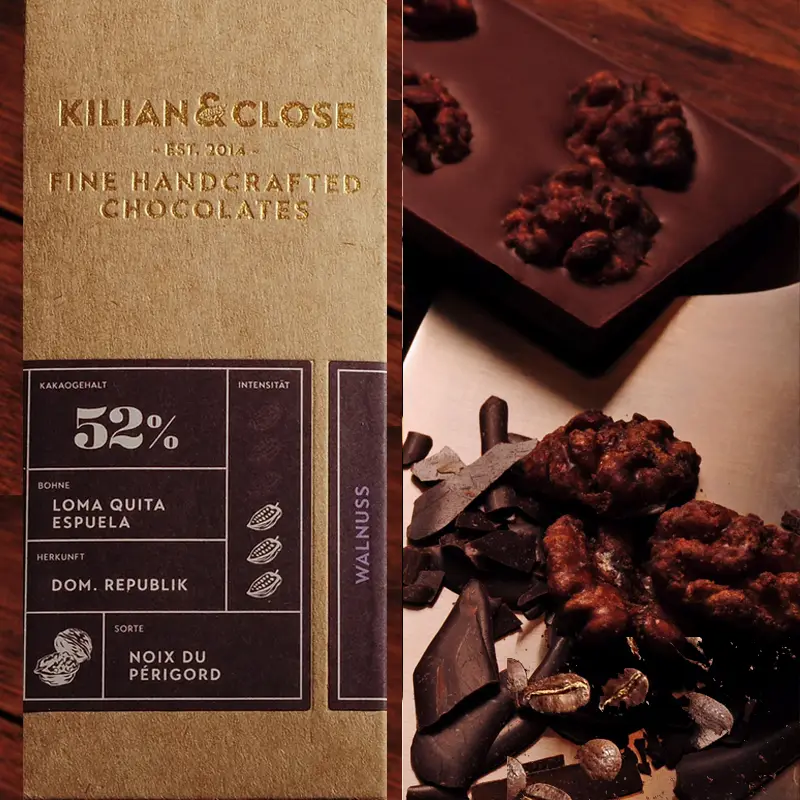 Vegane Schokolade mit Walnuss von Kilian & Close Waren