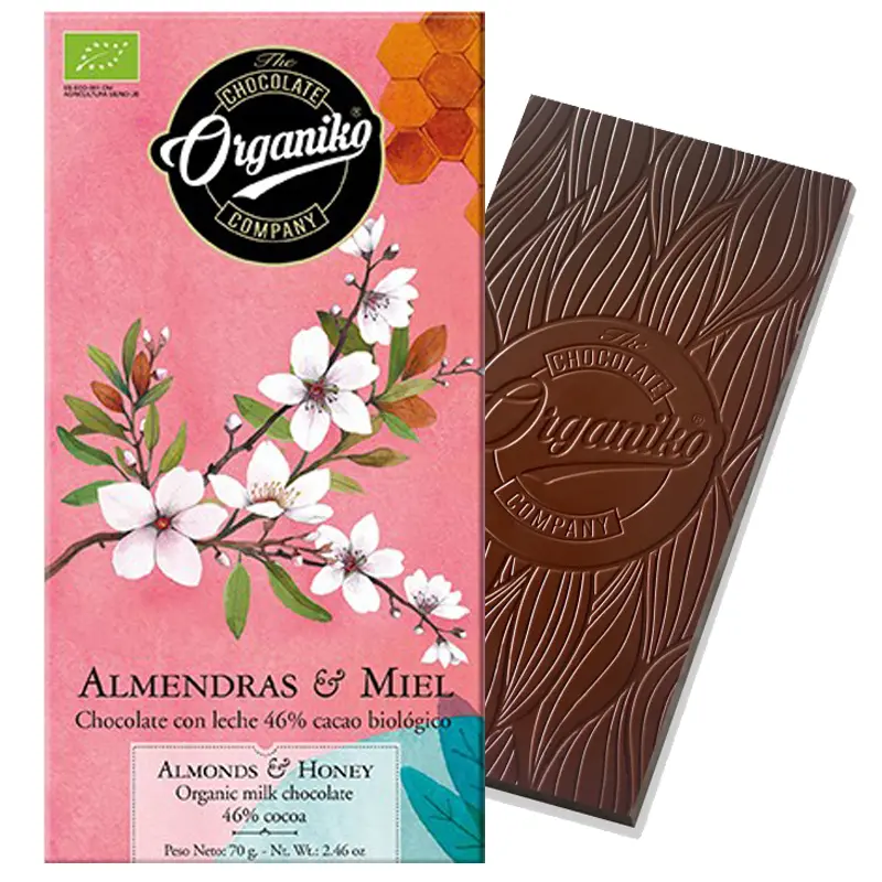 ORGANIKO | Milchschokolade mit Mandeln & Honig »Almendras & Miel« 46% | BIO | 70g Mandel-Milchschokolade Schokolade von Chocolate Organiko