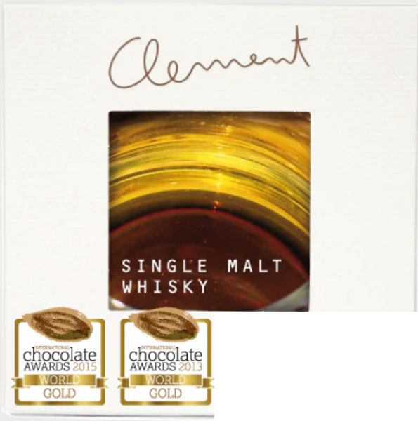Prämierte dunkle Schokoladentafel mit Whisky-Füllung von Clement 