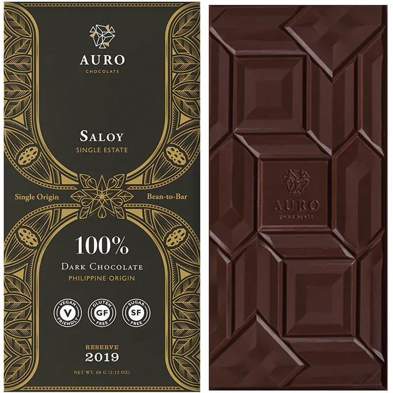 AURO Schokolade | Dunkle »Saloy« Kakaomasse 100% | 60g 100% kakaomasse Schokolade von Auro