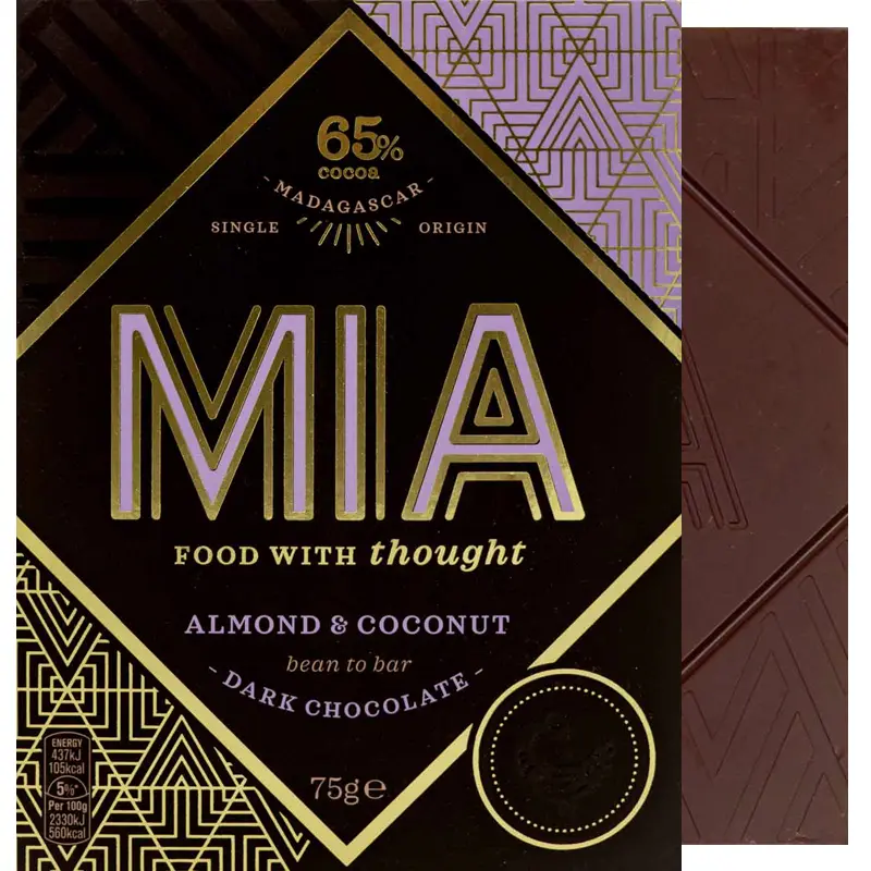 Almond und Coconut Schokolade von MIA Chocolate