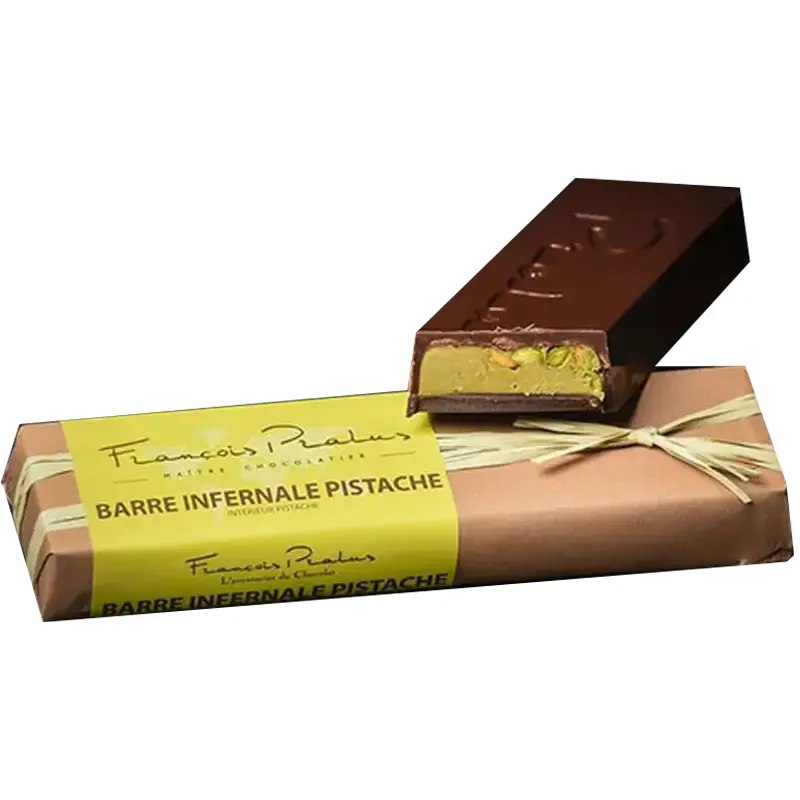 PRALUS | Barre »Infernale Pistache« Schokoladenbarren mit Pistazie | 160g Bester Nougat mit Pistazien von Pralus