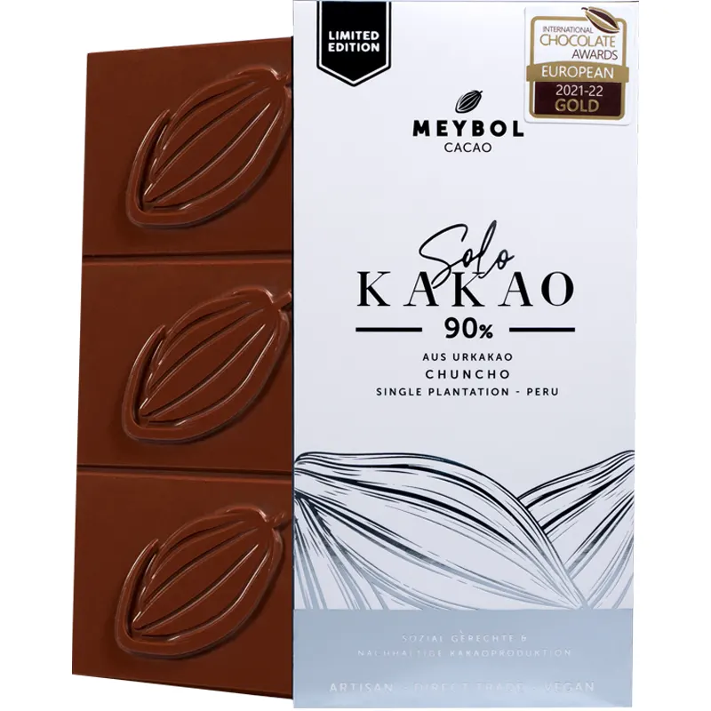 MEYBOL Cacao | Dunkle Schokolade »SOLO Chuncho« 90% | 70g Urkakao Chuncho beste Prämierte Schokolade von Meybol peru
