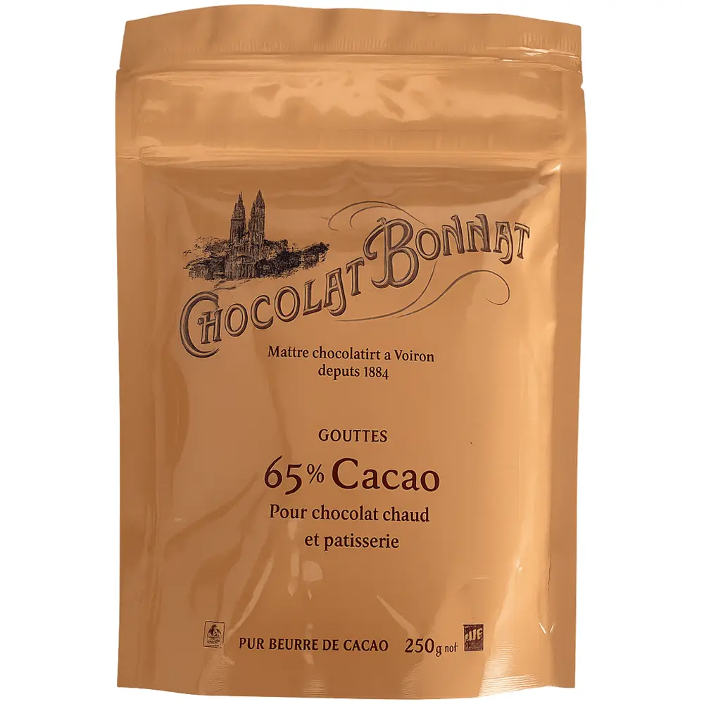 Drops zum Backen u d Kochen oder als Trinkschokolade mit 65% Kakao von Bonnat 250g Beutel