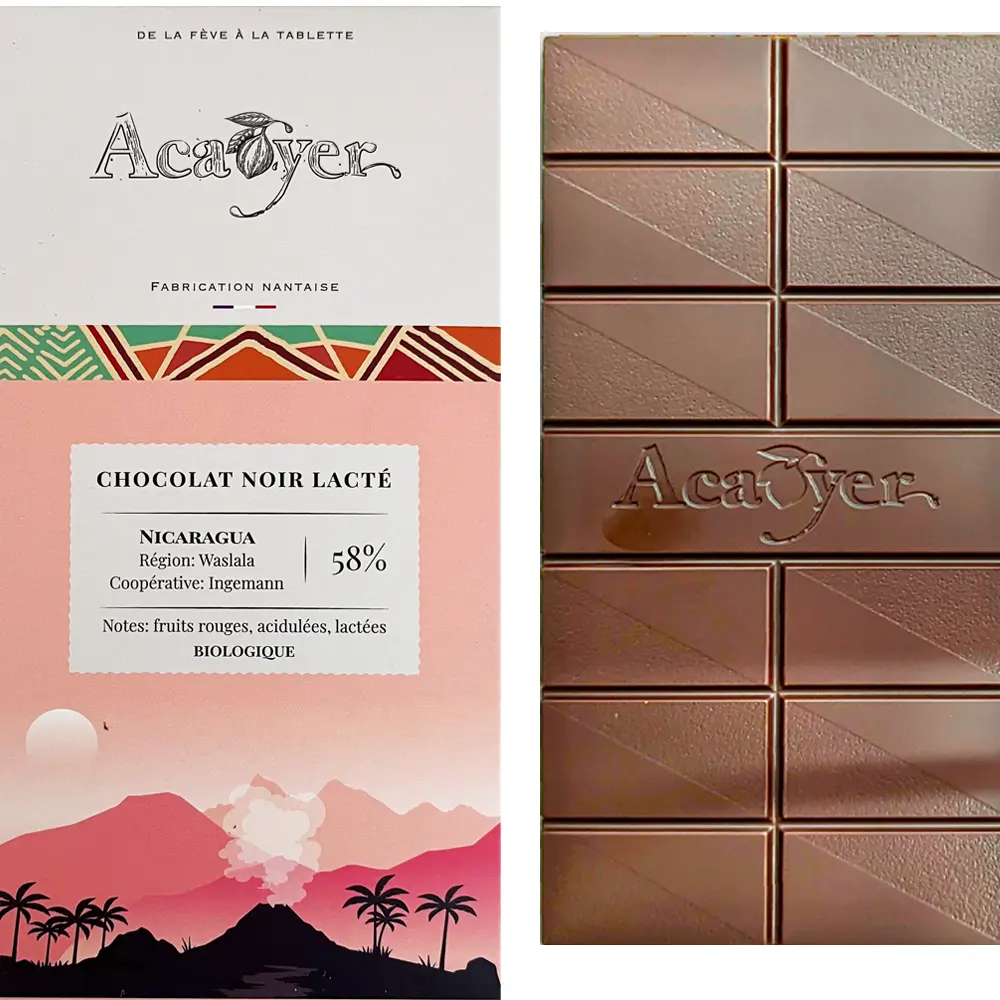 ACAOYER | Milchschokolade »Nicaragua« 58% | BIO | 70g Milchschokolade Nicaragua von Acaoyer Frankreich