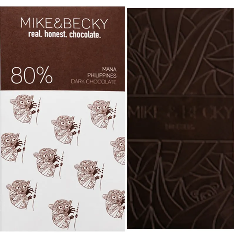 MIKE & BECKY Chocolate | Dunkle Schokoladen »Mana Philippines« 80% | 60g Brüsseler Schokolade mit 80% Kakao von mike & Becky