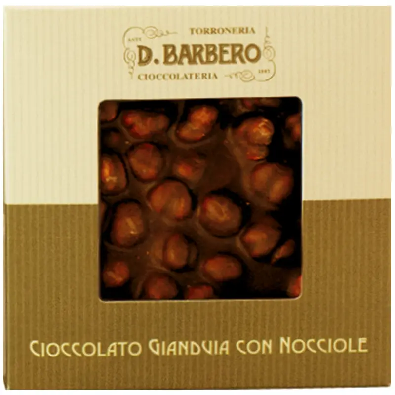 D. BARBERO | Gianduja-Milchschokolade & Haselnuss »Cioccolato Gianduia con Nocciole« | 120g Ganze haselnüsse in Giandujaschokolade von D. Barbero Italien