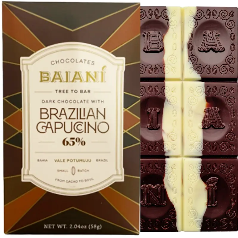 Baianí Tree-to-Bar Schokolade Brazilian Cappuccino mit brasilianischem Kaffee