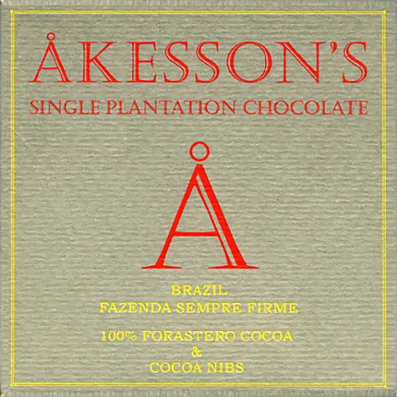 Dunkle Akesson's Bio-Schokolade Forastero und Kakaonibs