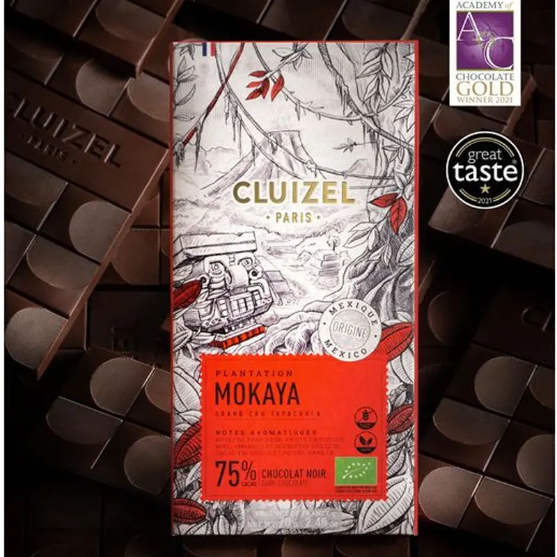 MICHEL CLUIZEL |  Dunkle Schokolade »Plantation Mokaya« 75% | BIO Prämierte beste Schokolade von Michel Cluizel Mokayo