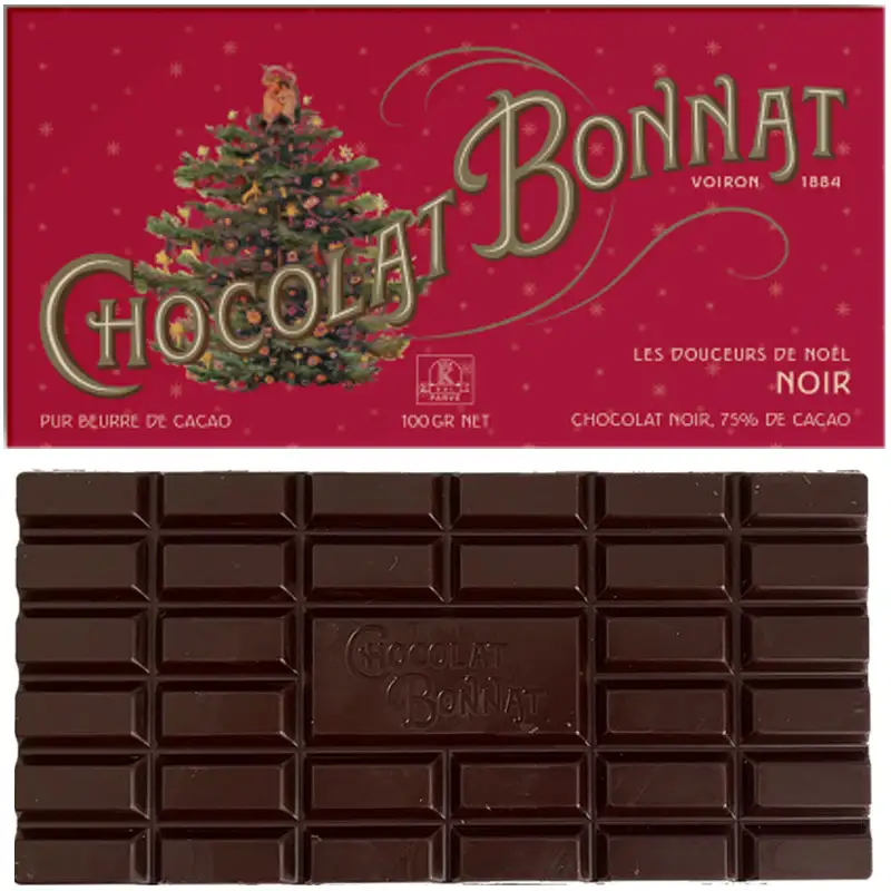 BONNAT | Dunkle Schokolade »Noir de Noël« 75% | 100g Dunkle Weihnachtsschokolade von Bonnat noir