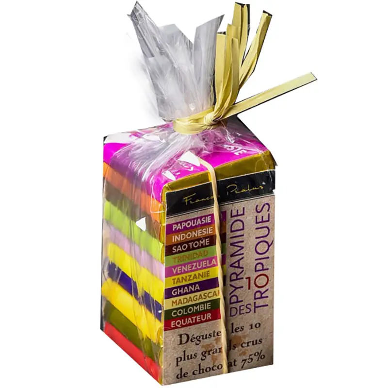 PRALUS »Mini-Pyramide des Tropiques« 10 kleine Schokoladentafeln 75% | 50g Francois Pralus - Mini-Pyramide aus Schokolade