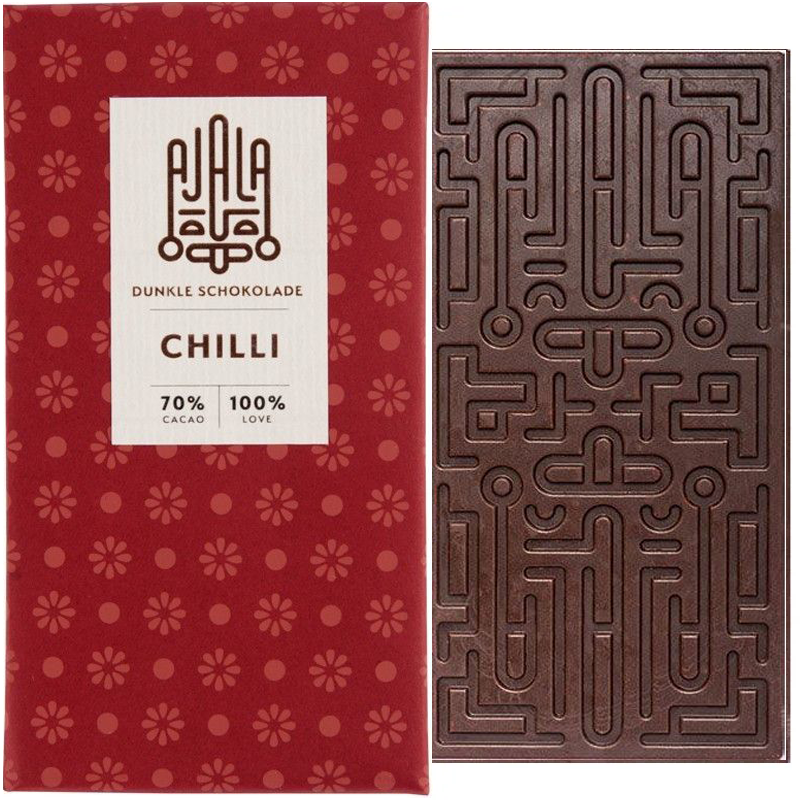 AJALA | Dunkle Schokolade »Chilli« 70% | 45g Dunkle scharfe Schokolade mit Chilli von Ajala