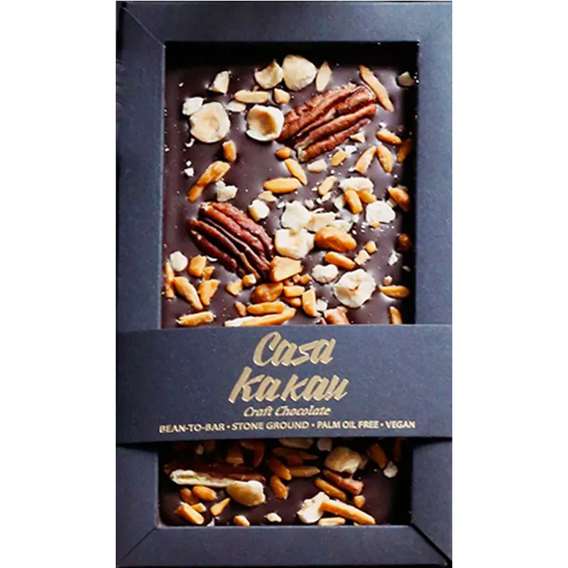 CASA KAKAU | Dunkle Schokolade mit »Pekannuss, Haselnuss & Mandel « 63% | 90g Schokolade mit Nüssen und Mandeln von Casa Kakau Plovdiv