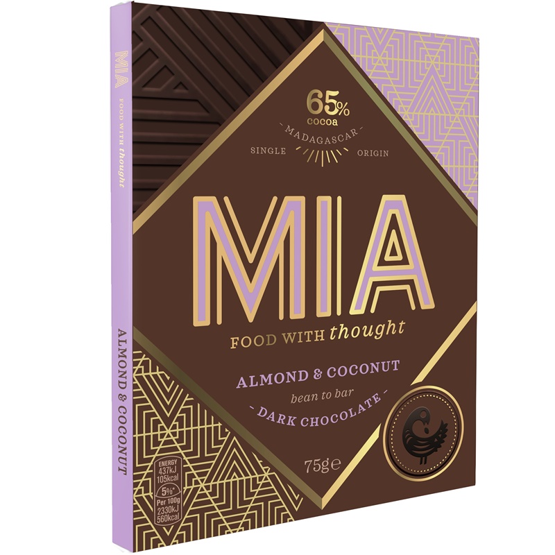 MIA | Dunkle Schokolade »Mandeln & Kokos« 65% | 75g
