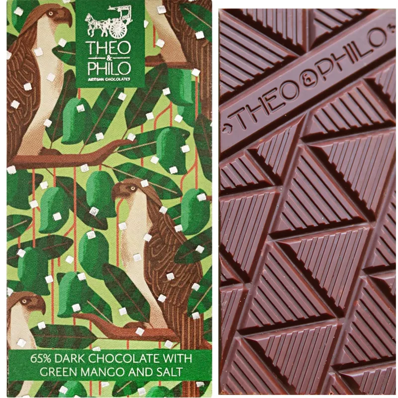 THEO & PHILO | Dunkle Schokolade »Grüne Mango & Salz« 65% | 45g Green Mango und Salz Schokolade von Theo und Philo Pilippinen