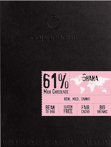 COPPENEUR Milchschokolade »Ghana« 61% | BIO Bio-Milchschokolade mit Ghana-Kakao von Coppeneur