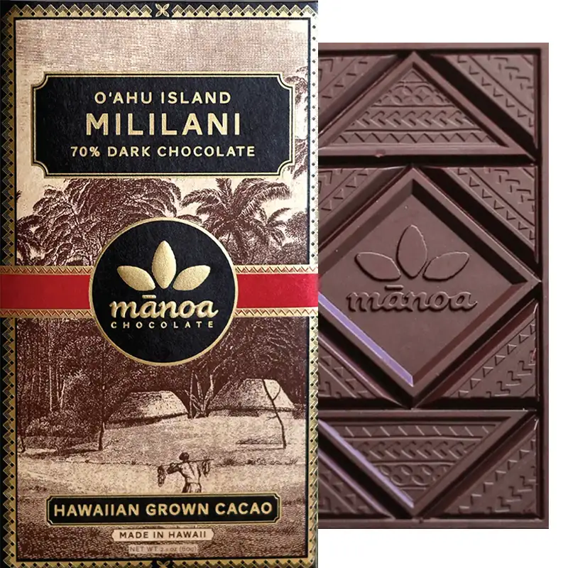 MANOA | Dunkle Schokolade »Mililani O'ahu Island« 70% | 50g Mililani Dunkle Schokolade von Manoa Hawaii
