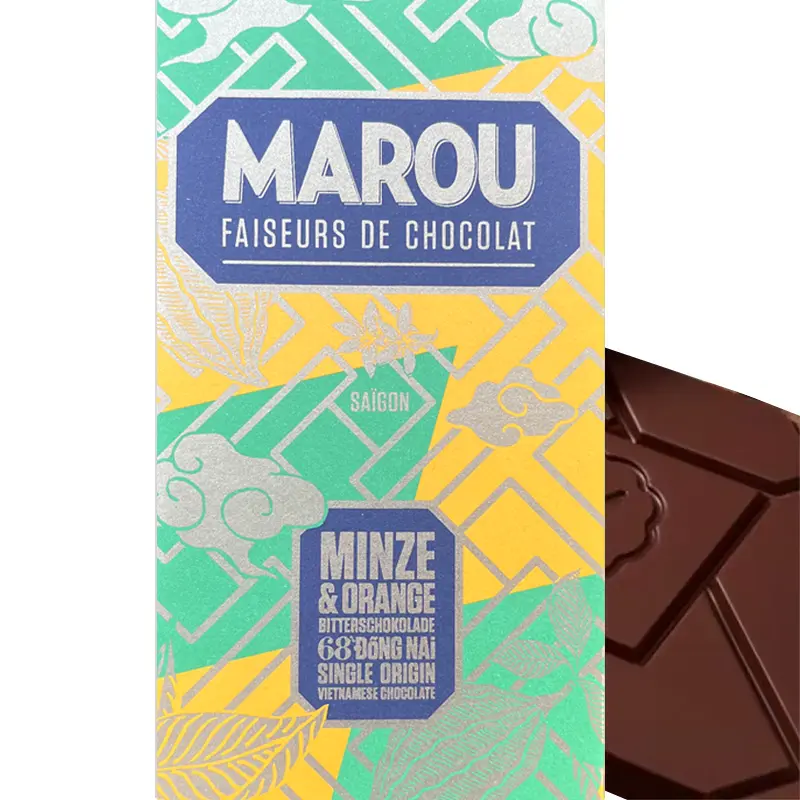 MAROU | Dunkle Schokolade »Vietnam Dong Nai | Minze & Orange« 68% | 80g MAROU | Dunkle Schokolade »Vietnam Dong Nai | Minze & Orange« 68% | 80g