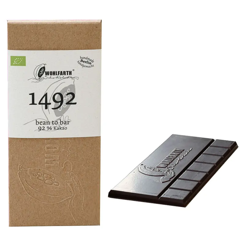 WOHLFARTH Schokolade | Dunkle Schokolade »1492« 92% | BIO | 45g Schokolade handgemacht in Berlin 1492 Wohlfahrth