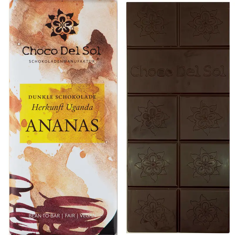 CHOCO DEL SOL | Dunkle  Schokolade »Ananas« | BIO | 58g Pinapple Ananas Schokolade von Choco del Sol
