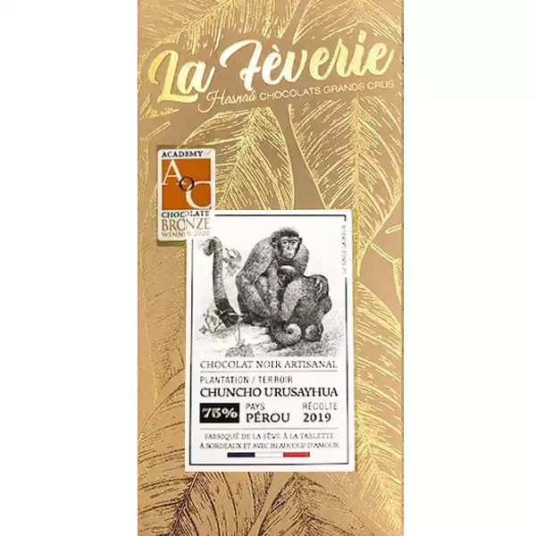 HASNAÂ Chocolats | Schokolade La Feverie »Pérou Chuncho Urusayhua« 75% | 56g La Feverie Chuncho Schokolade aus Bordeaux