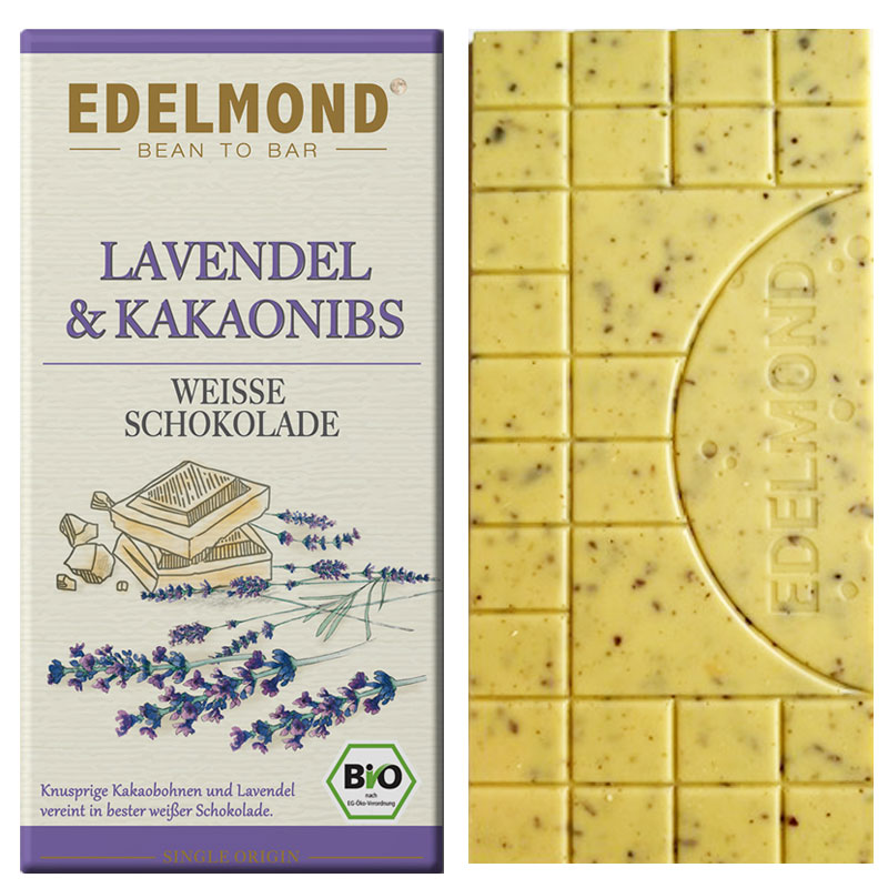 Weisse Schokolade mit Lavendel von Edelmond Spreewald