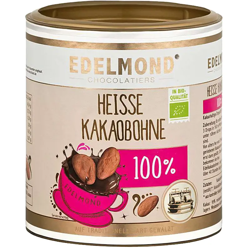 EDELMOND »Heisse Kakaobohne« Trinkschokolade 100% | BIO | 250g Trinkschokolade mit 100 Prozent Kakao Heisse Kakaobohne von Edelmond