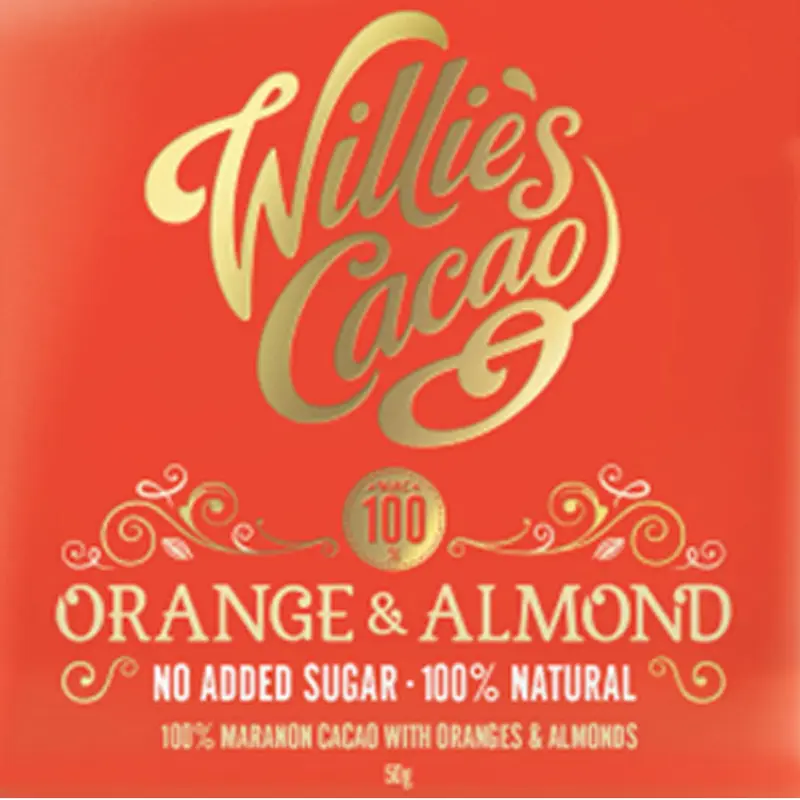 Schokolade mit Orange und Almond ohne Zuckerzusatz von Willies cacao
