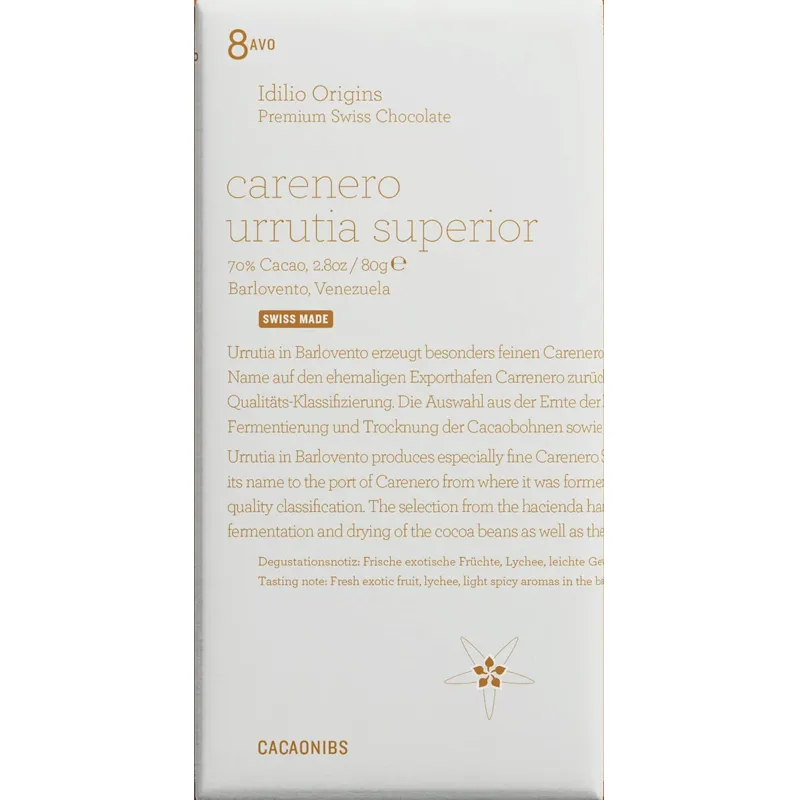 8avo Carenero Urrutia Superior uro Schokolade von Idilio Origins Schweiz