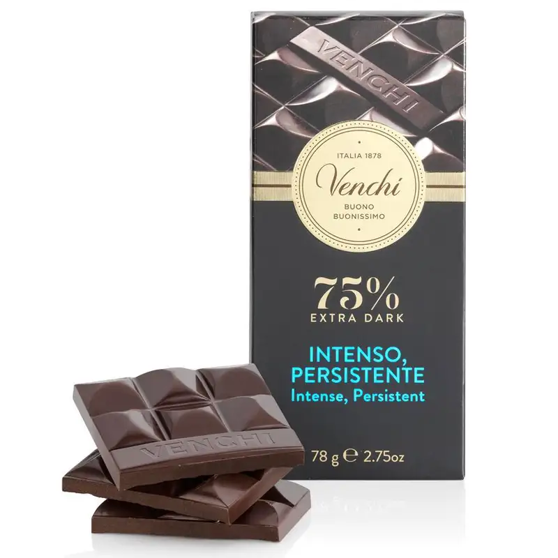 VENCHI | Dunkle Schokolade »Extra Dark Intenso Persistente« 75% | 78g Dunkle 75% Schokolade von Venchi italien