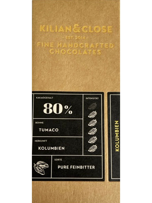Kilian & Close Dunkle Feinbitterschokolade mit 80% Kakao