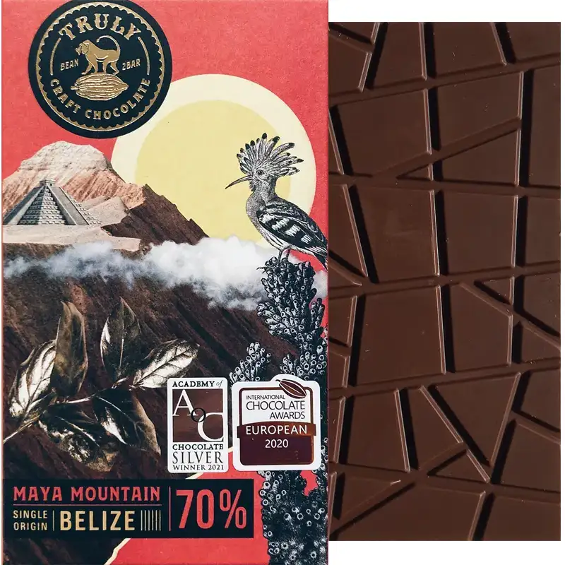 TRULY | Dunkle Schokolade »Maya Mountain - Belize« 70% | 60g Prämierte Maya Mountain Belize Schokolade von truly München