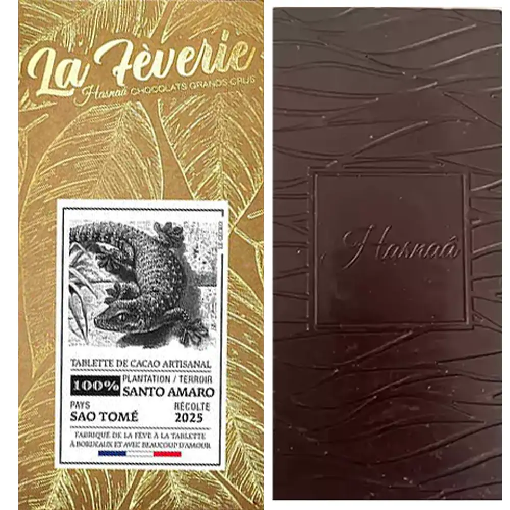 HASNAÂ Schokolade La Fèverie  | Kakaomasse »Santo Amaro – São Tomé« 100% | 56g Santa Amaro Kakaotafel 100% Sao Tome von Hasnaa Schokoladen