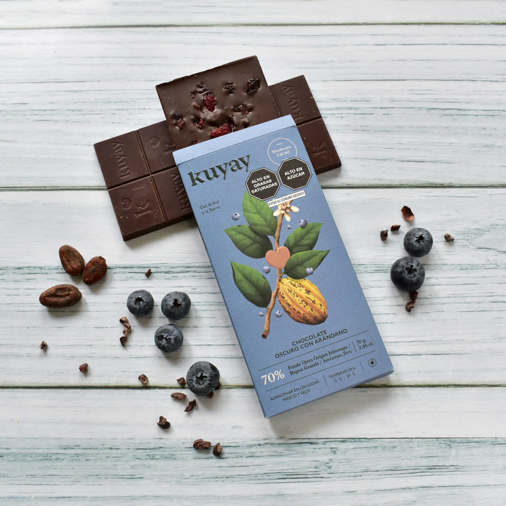 KUYAY Chocolat with Blueberry 70% – dunkle Schokolade aus Peru, Single-Origin