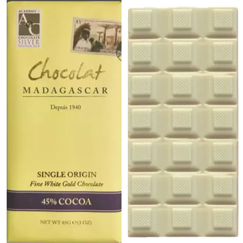 Chocolat MADAGASCAR | Weiße Schokolade »Gold Chocolate« 45% | 85g Weiße Schokolade Gold White von Chocolate Madagascar
