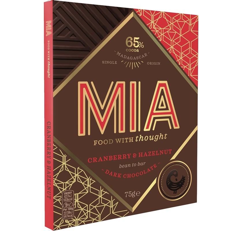 MIA | Dunkle Schokolade »Cranberry & Haselnuss« 65% | 75g