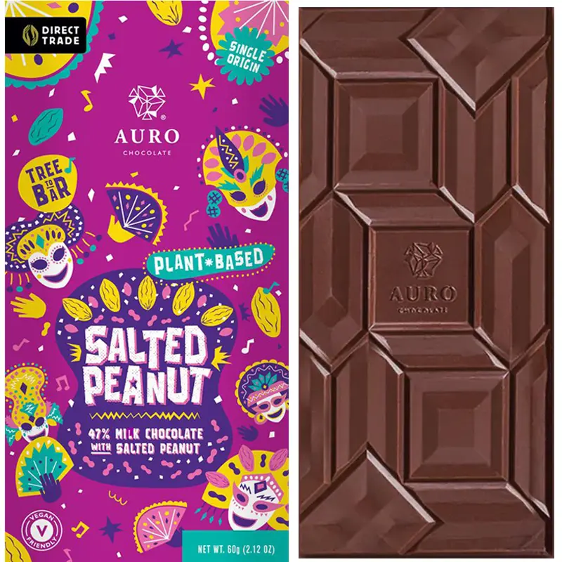 AURO Chocolate | Schokolade & Erdnüsse »Salted Peanut« 47% | 60g Salted Peanur Schokolade mit Erdnüssen von Auro